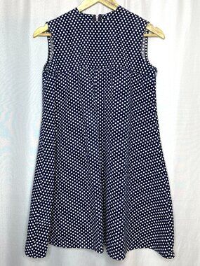 Vintage Blue Polka Dot Shift Dress, Made in USA Union Made **See Description